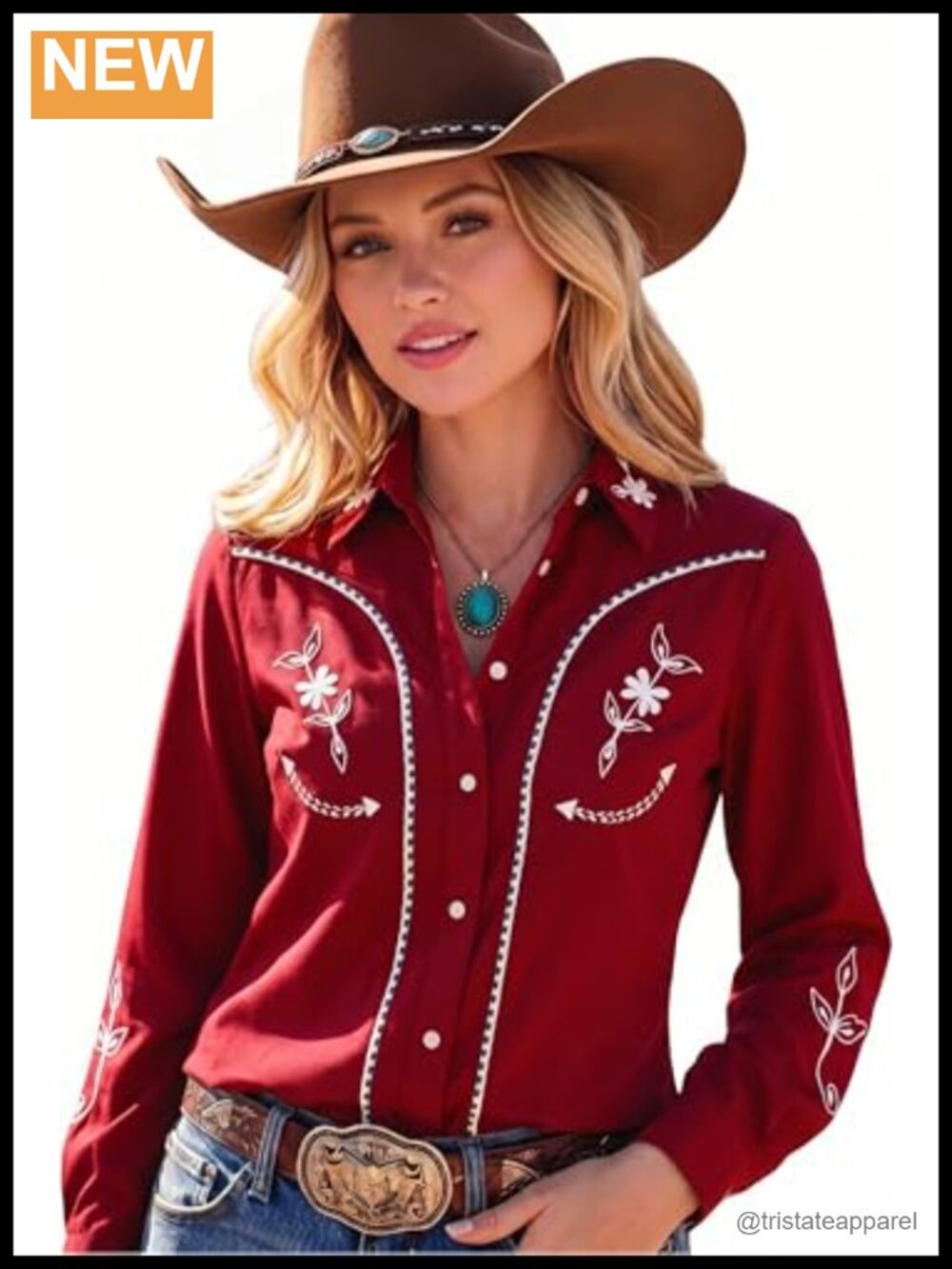 Women Western Snap Long Sleeve Button Down Cowgirl Top Cotton Blend